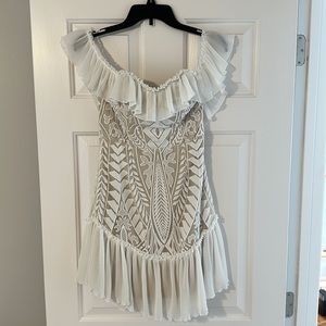 White Off the Shoulder Ruffle Dress